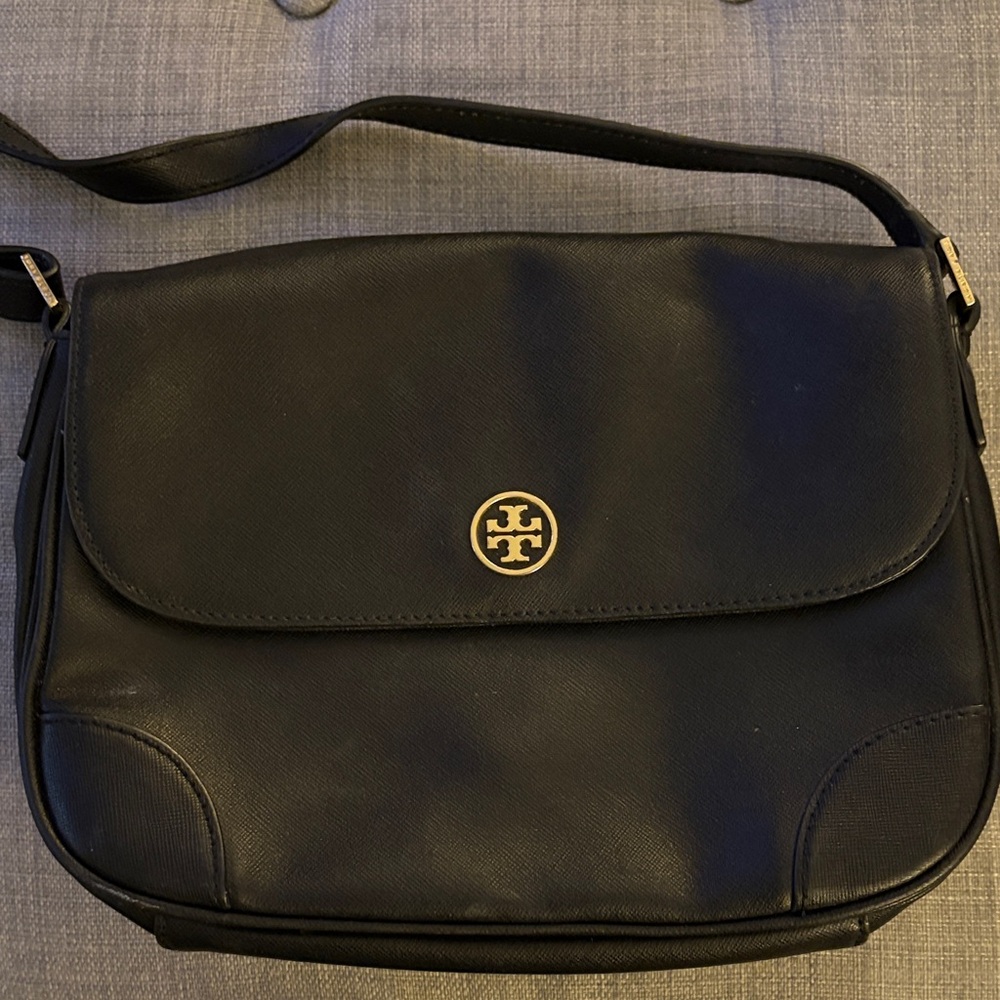 Tory Burch Black Crossbody Bag with Gold Logo